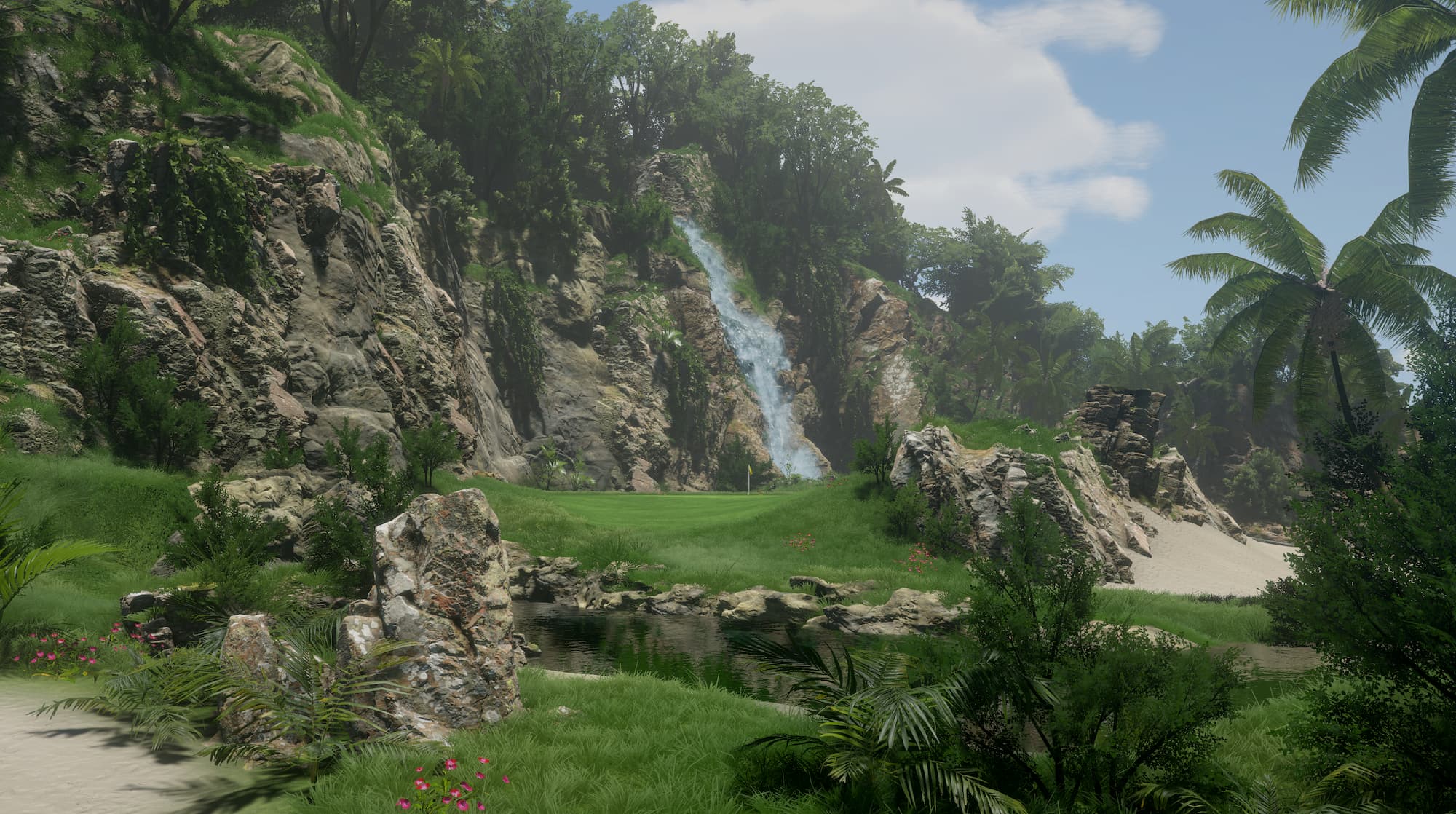 Golf simulator software interface on screen